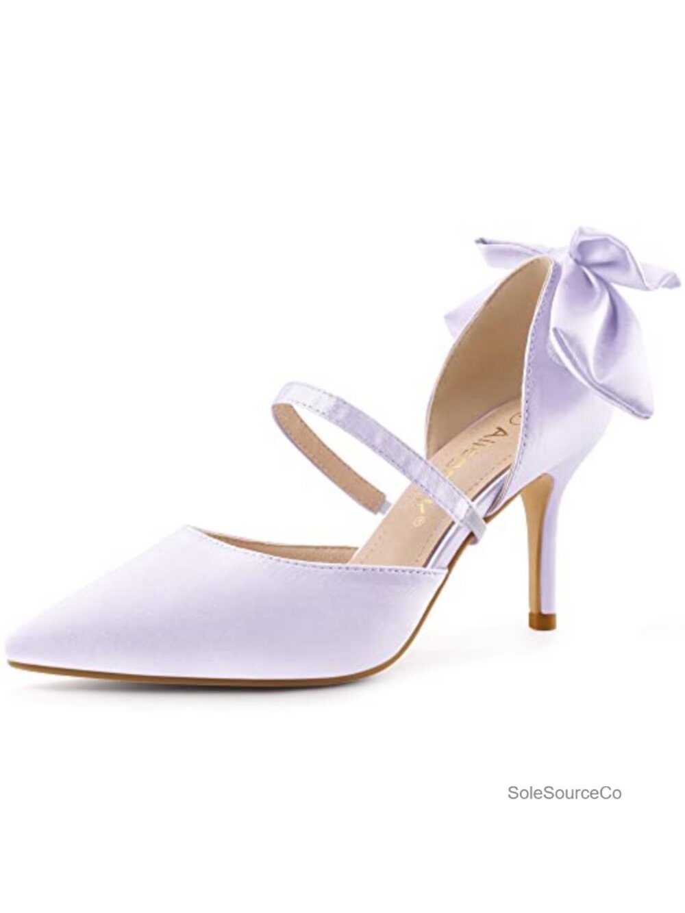 Satin Stiletto Heels Pointed Toe Bow Pumps Wedding Party